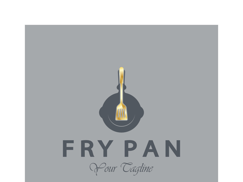frying pan and spatula logo, kitchen cooking equipment, for business, company, restaurant