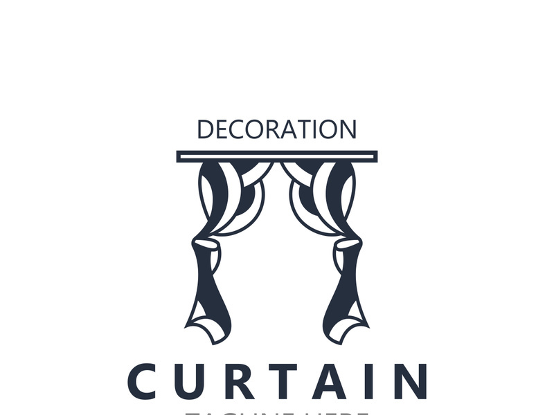 Curtain logo decoration style minimalist elegant vector design illustration