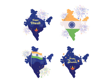 Indian national holidays 2D vector isolated illustrations set preview picture