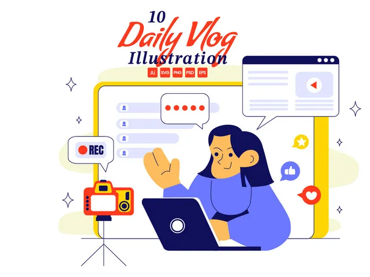 10 Influencer Daily Vlog Illustration