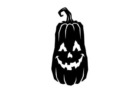 Calabaza de Halloween con cara espeluznante y tallo curvo