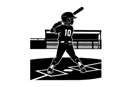 Baseball player silhouette ready to hit the ball