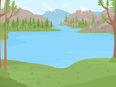 Natural paradise for warm winter getaway color illustration set