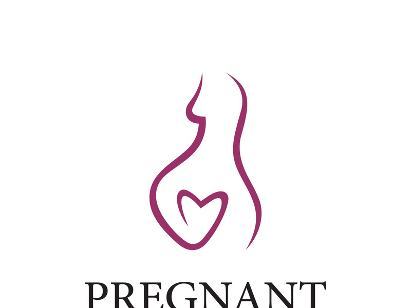 Abstract logo of mother or woman carrying baby or pregnant. Logos for clinics, pharmacies and hospitals.