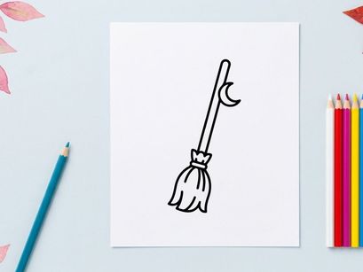 Ícone de vassoura desenhado à mão para serviços de limpeza. Ilustração vetorial simples de ferramenta de limpeza para tarefas domésticas e saneamento.