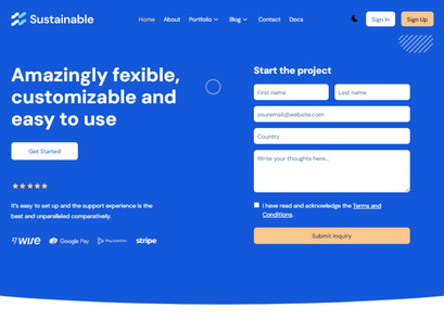 Sustainable Pro NextJs Template to Build Portfolios