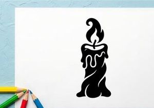 Stylized Candle Illustration with Flame and Dripping Wax
