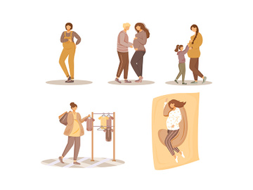 Pregnancy flat vector illustrations set preview picture