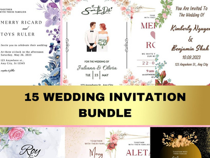 15 Botanical Wedding Invitation Bundle