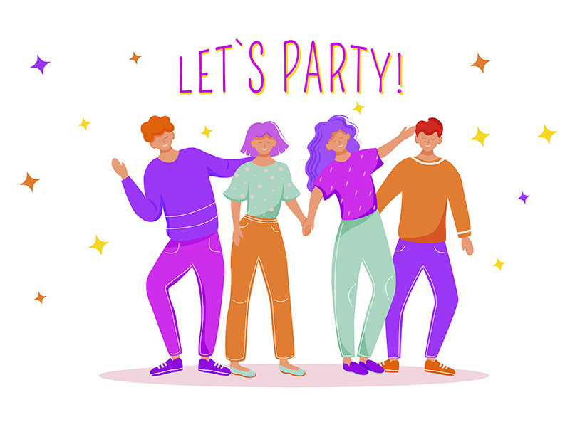Let party flat vector illustration