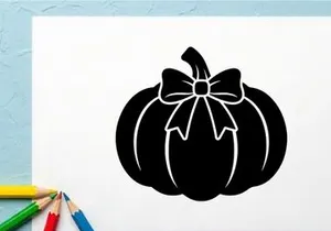 Silhouette of a Halloween Pumpkin with Bow for Fall Decor