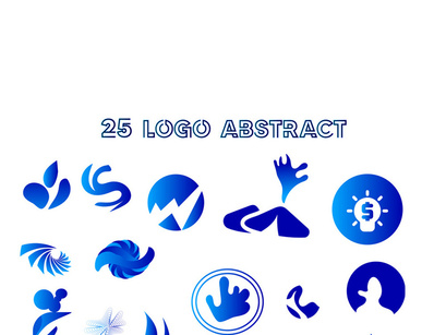 25 abstract logos in gradient blue