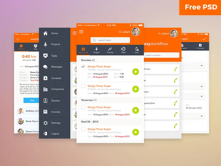 Workflow UI Free PSD