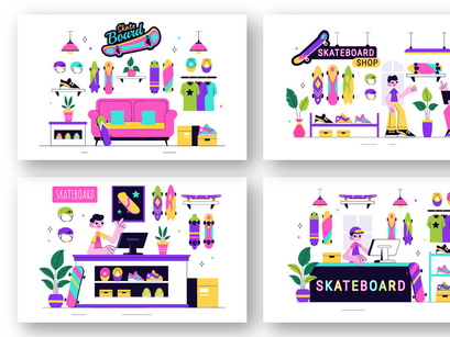 10 Skateboard Shop Illustration