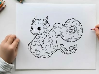 Cute cartoon cloud dragon vector illustration flat design