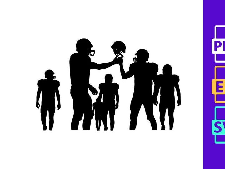 American football players in action silhouette illustration