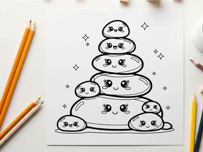 Cute cartoon clouds stack happy faces vector illustration