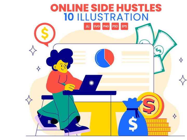 10 Online Side Hustles Illustration