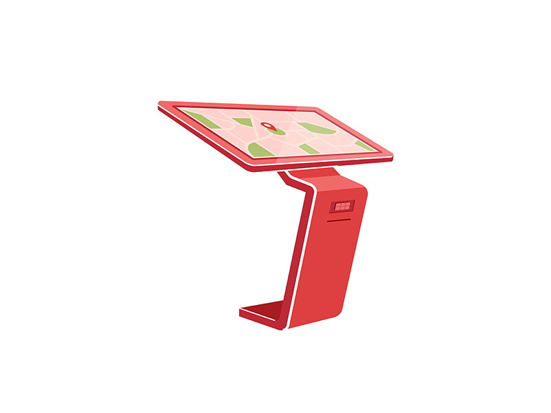 Red self service kiosk flat color vector object