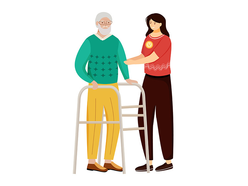 Elderly nursing flat vector illustration