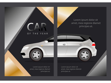 Car of the year flat vector brochure template preview picture