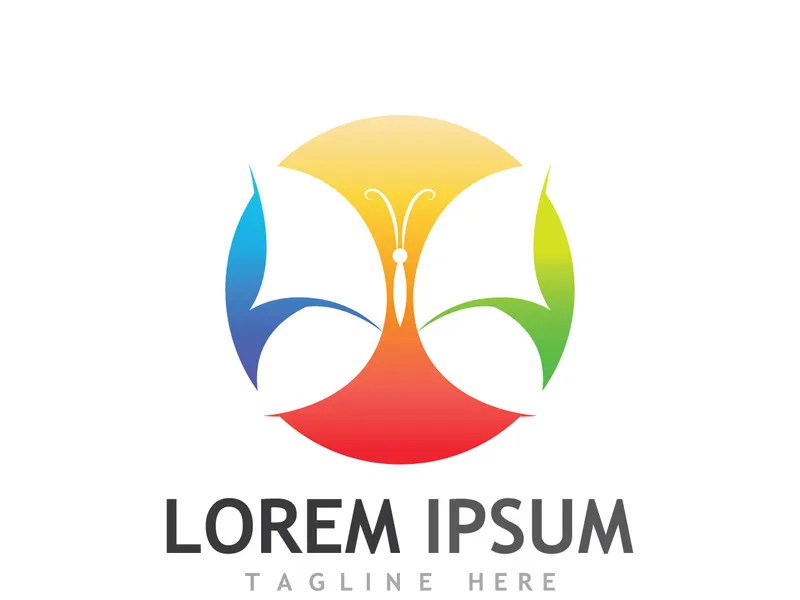 Beautiful and colorful butterfly creative logo design.