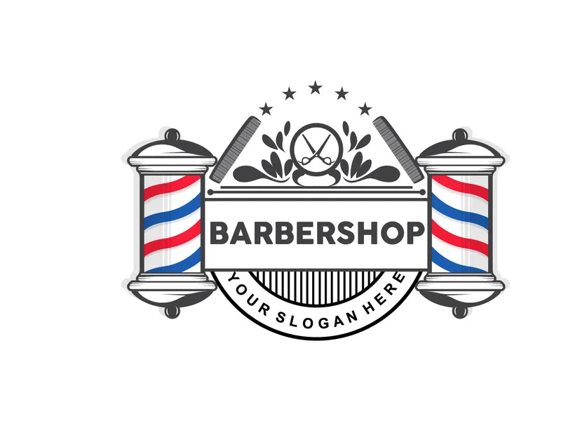 Barbershop Logo, Scissors Vector, Retro Vintage Minimalist