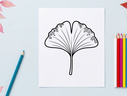 Ilustrasi daun ginkgo minimalis. Desain botani elegan untuk dekorasi dan branding
