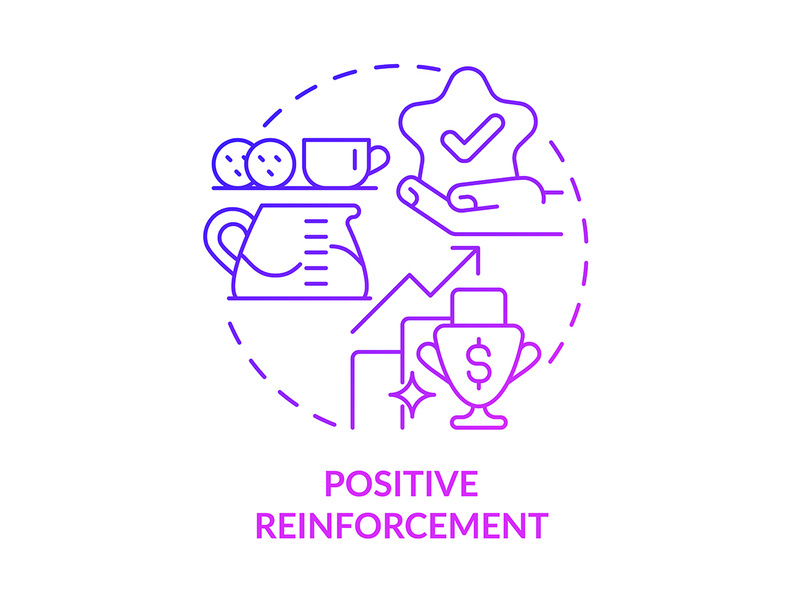 Positive reinforcement purple gradient concept icon