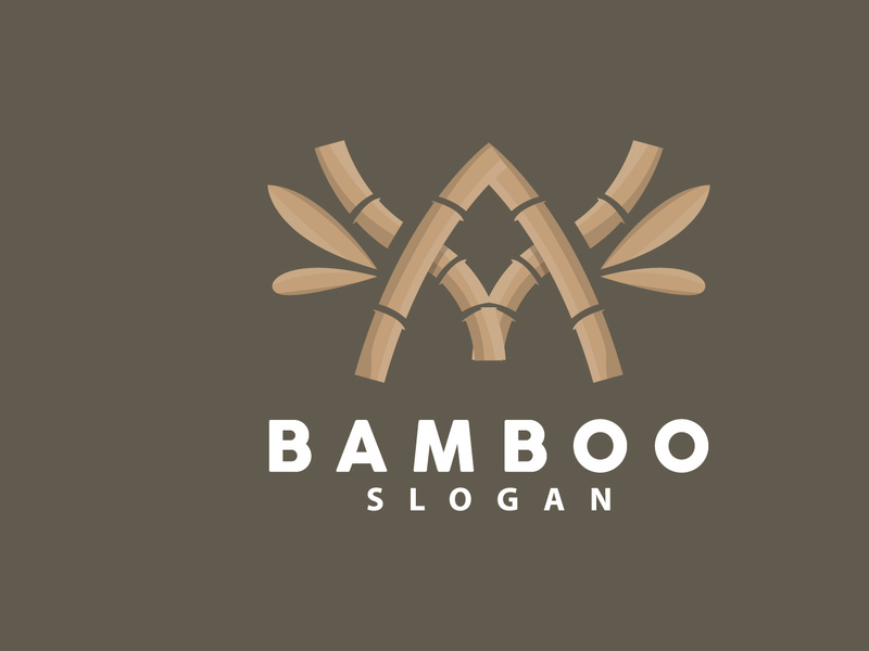 Bamboo Logo, Green Plants Vector, Simple Minimalist Design