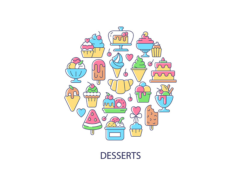 Desserts abstract color concept layout with headline