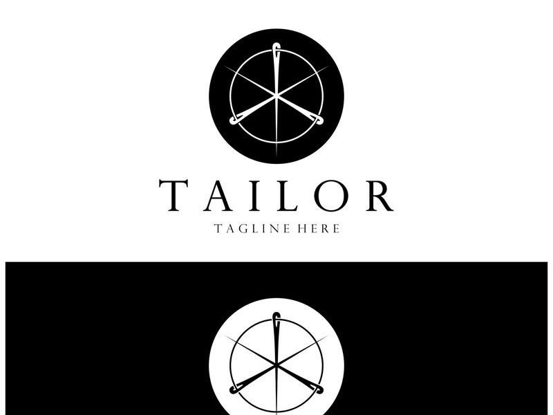 tailor logo icon illustration template combination of buttons for clothes, thread and sewing machine, for clothing product design, convection companies, fashion in vector form