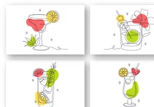 6 Cocktail Vector Illustration
