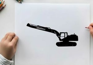 Silhouette of a chadwicks excavator against a white background