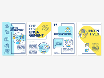 Productive office environment blue and yellow brochure template preview picture