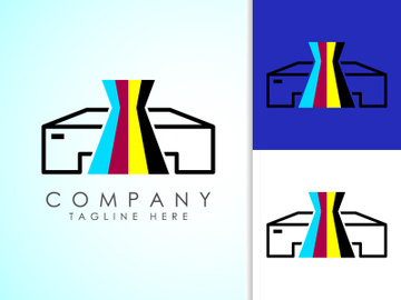 Digital printing logo design template. Logo for print shop polygraph and print factory. Vector illustration. preview picture