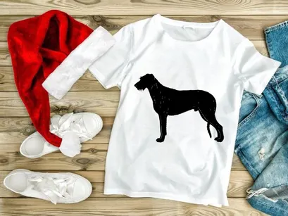 Black dog silhouette standing side view isolated minimalist art