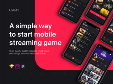 Climax - Live Game Streaming UI Kit for Sketch preview picture