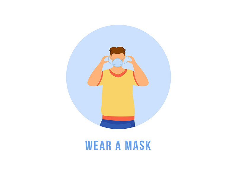Wear mask flat detailed icon