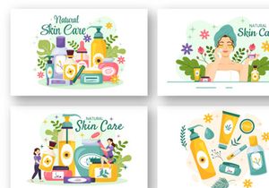 14 Natural Skin Care Vector Illustration