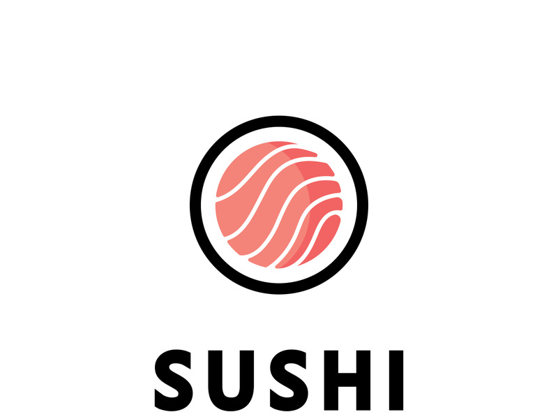 Logo Icon Vector Icon Style Illustration Bar or Shop  Sushi Onigiri Salmon Roll  Isolated Minimalist Object