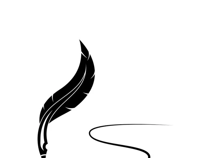 Feather quill design icon and logo illustration classic stationery