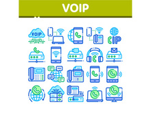 Voip Calling System Collection Icons Set Vector