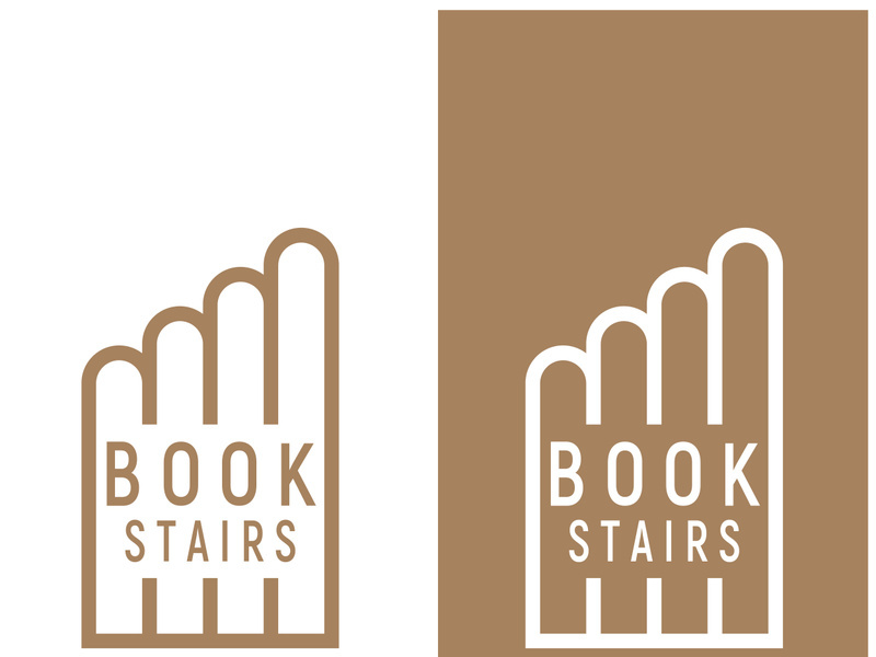 book stairs logo, or library for bookstores, book companies, publishers, encyclopedias, libraries, education, digital books, vectors
