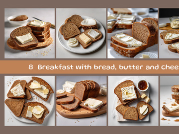 Breakfast with bread, butter and cheese preview picture