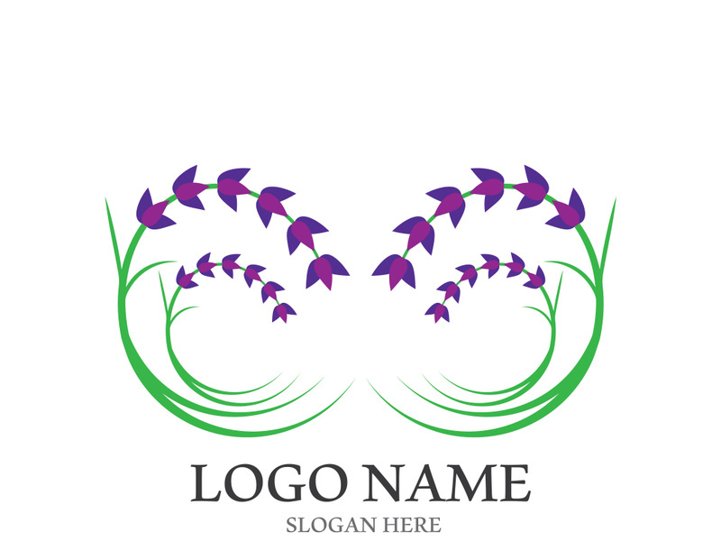 Fresh lavender flower logo vector flat design