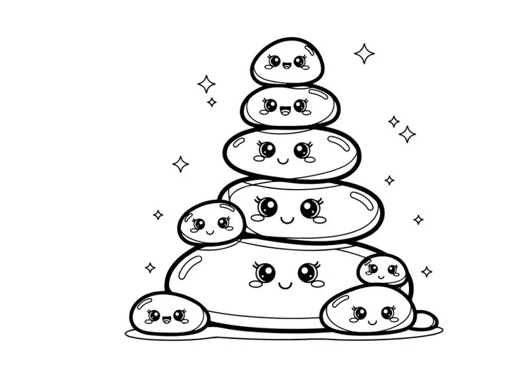 Cute cartoon clouds stack happy faces vector illustration