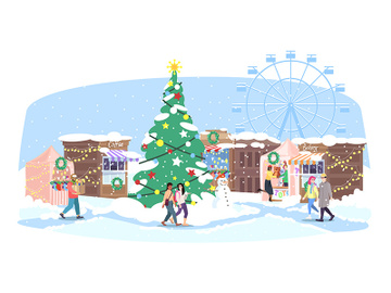 Christmas fair flat vector illustration preview picture