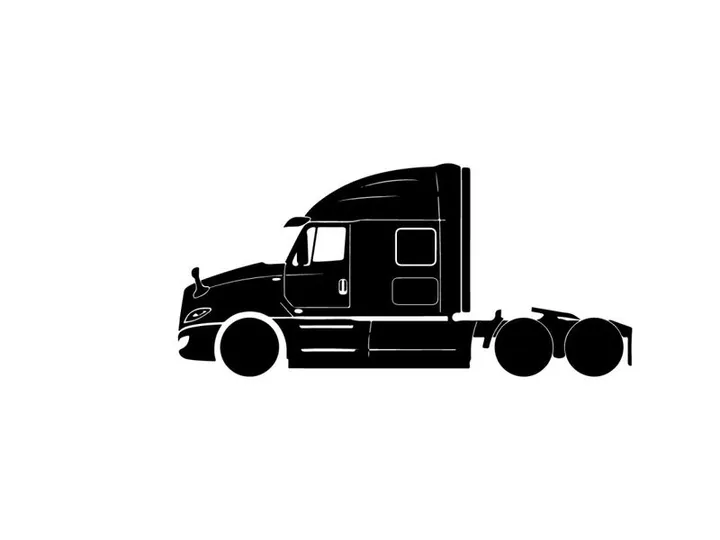 Silhouette of a semi truck without trailer on white background