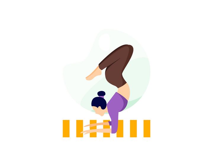 A girl excercise yoga at home